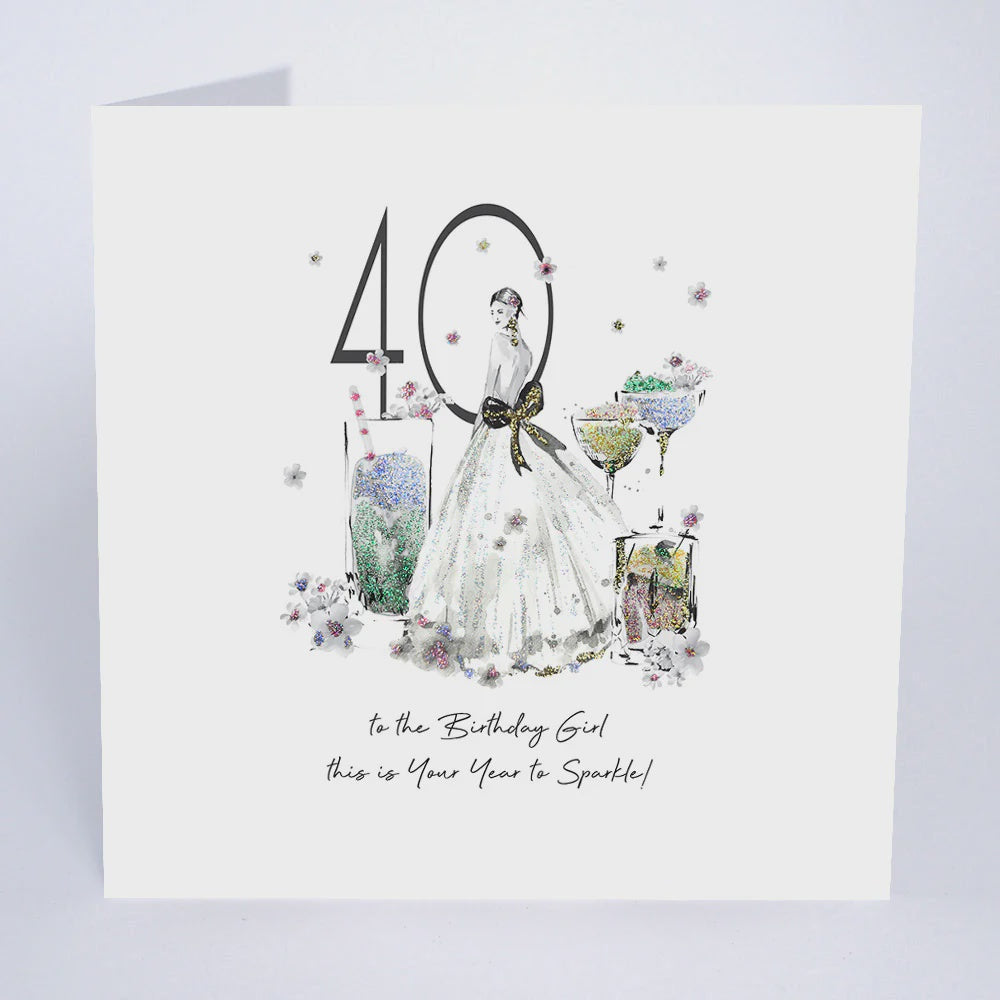 Age 40th Card: This Is Your Year To Sparkle Hand Finished Glitters GLAMARAMA - Five Dollar Shake