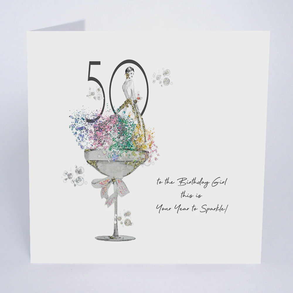 Age 50th Card: This Is Your Year To Sparkle Hand Finished Glitters GLAMARAMA - Five Dollar Shake