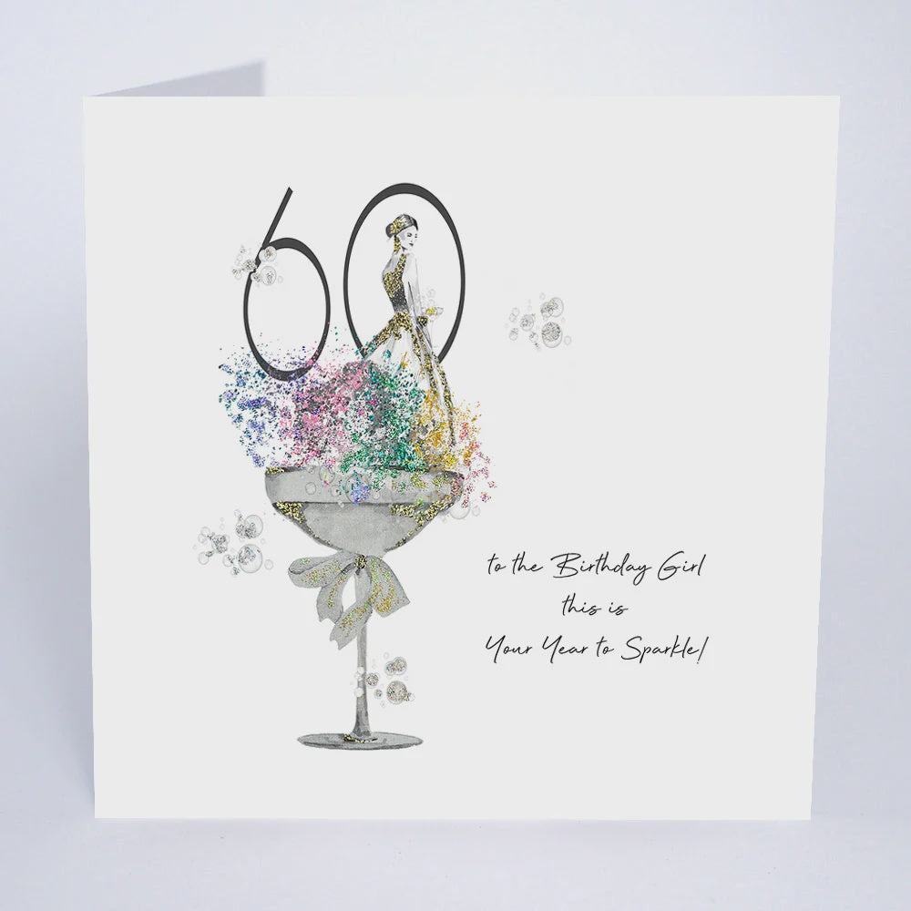 Age 60th Card: This Is Your Year To Sparkle! Hand Finished Glitters GLAMARAMA - Five Dollar Shake