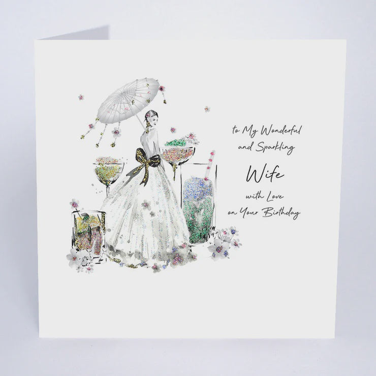 Wife Card: Cocktails Handmade Swarovski Crystals - Five Dollar Shake
