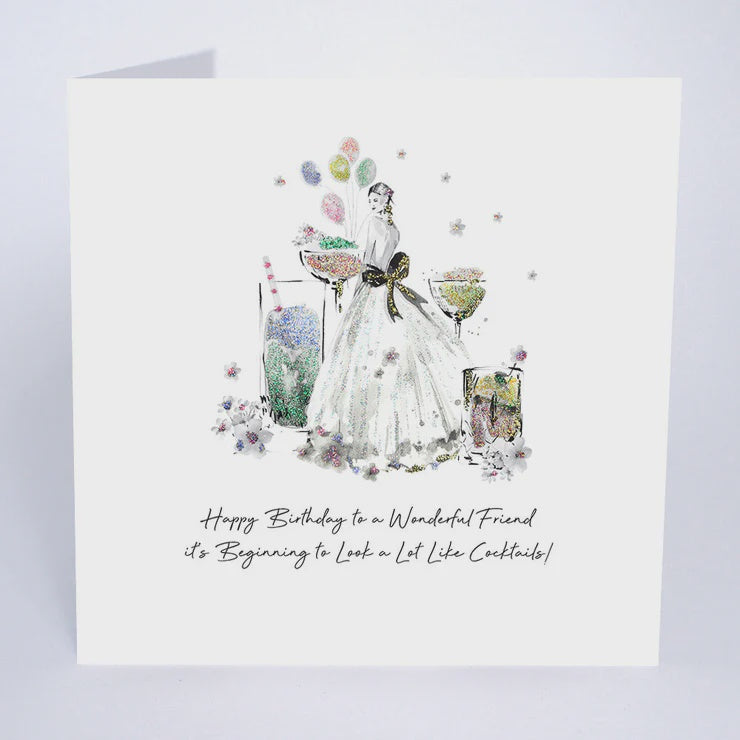 Friend Card: It's Beginning to Look a Lot Like Cocktails! Glitter Handmade - Five Dollar Shake