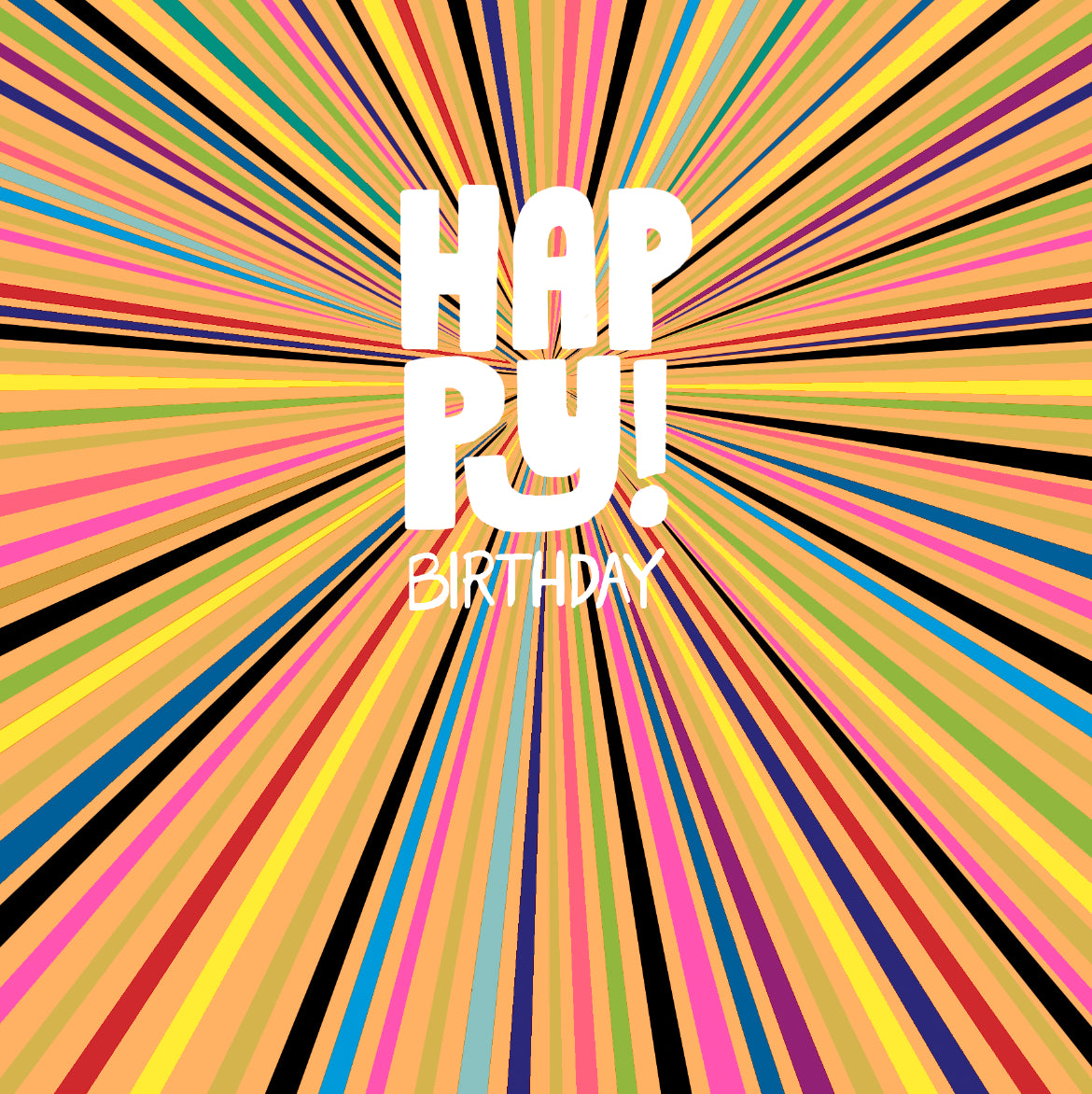 Birthday   Card: BRIGHT COLOURFUL  HAPPY BIRTHDAY BEAMS  - Paper Salad