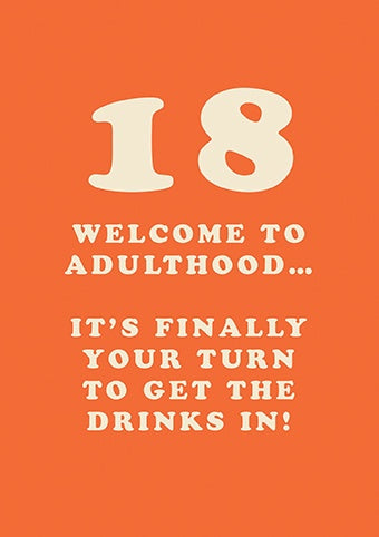 Age 18th Card:  Welcome To Adulthood - Paper Rose