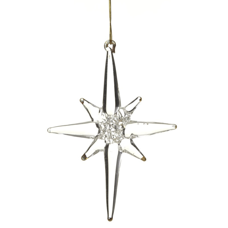 Christmas Tree Decoration: Glass 8 Point Bethlehem Star  - Gold - Heaven Sends