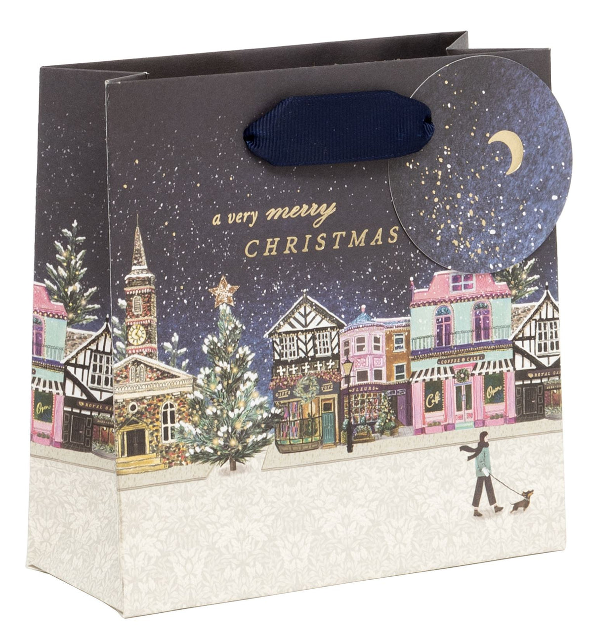 Gift Bag: Small Nostalgia Lane CHRISTMAS  - Navy - Glick