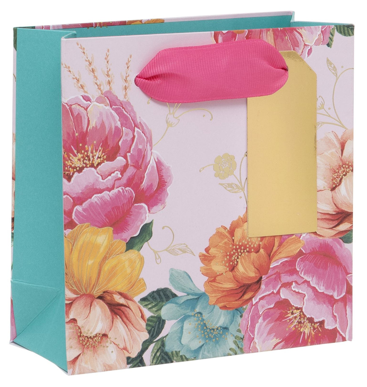 Gift Bag: Small Peony Blush Pastels - Pink & Turquoise - Glick