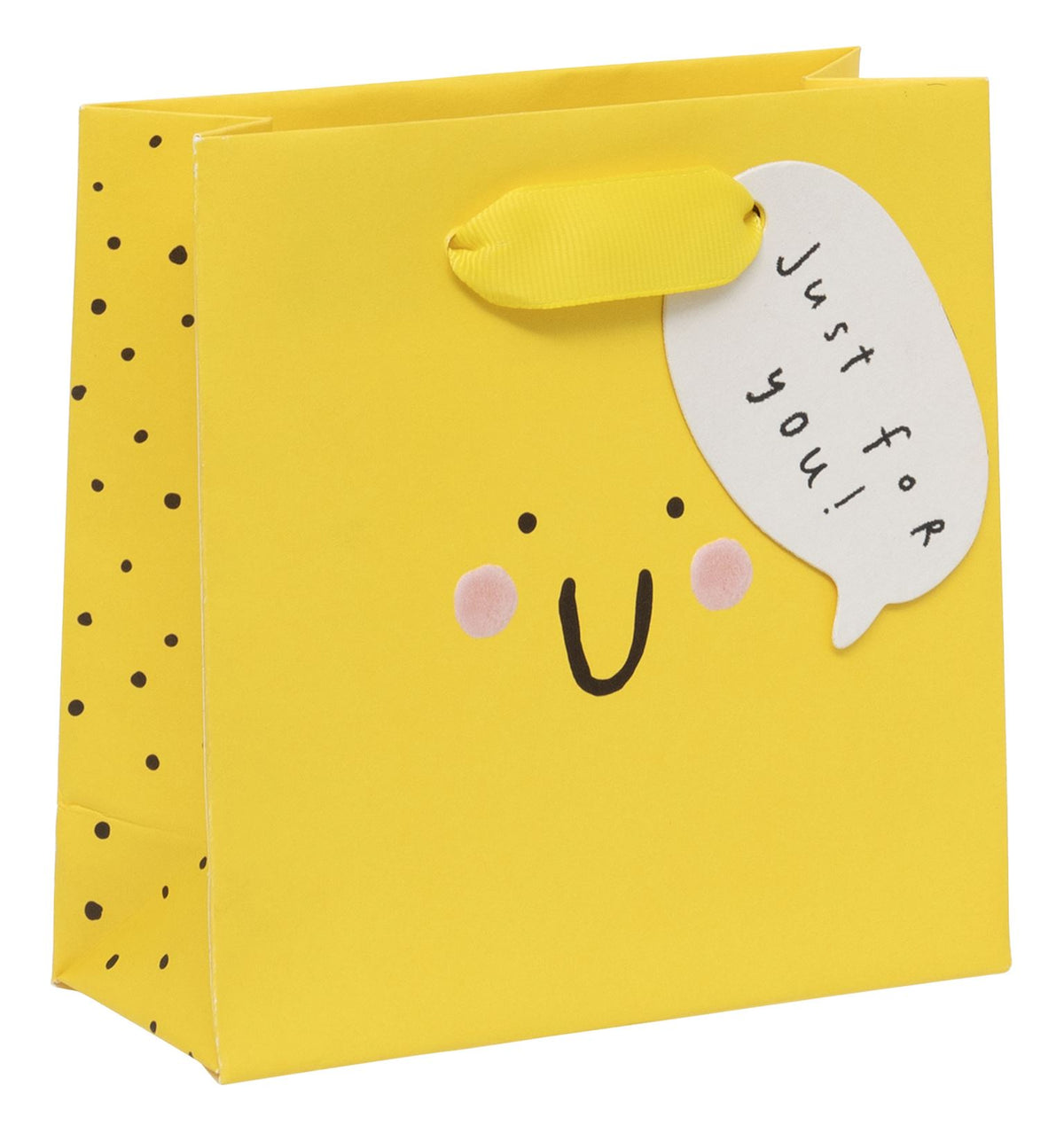 Gift Bag: Small Smiley Face Just For You - Yellow - Paper Salad