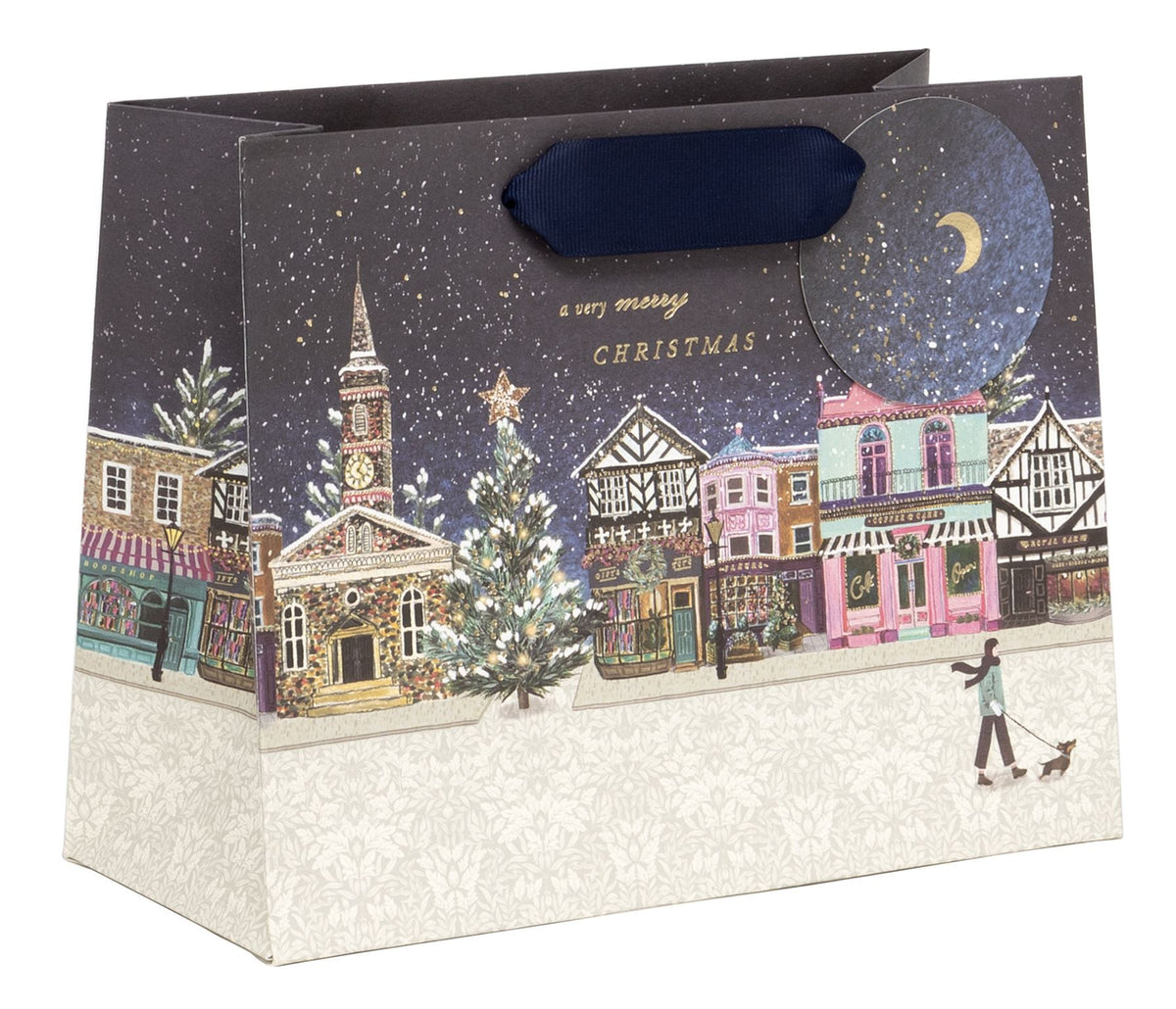 Gift Bag: Medium Nostalgia Lane CHRISTMAS  - Navy - Glick