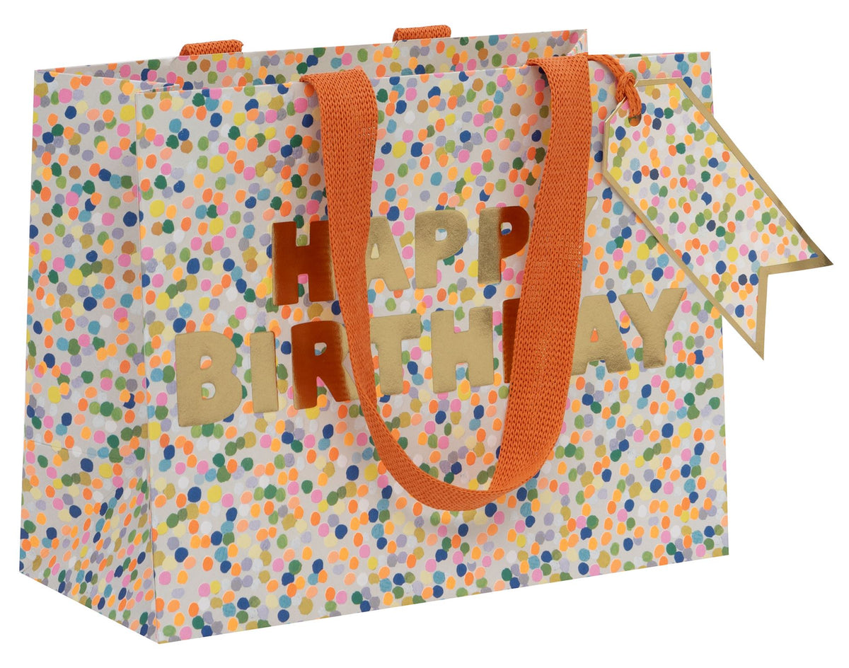 Gift Bag: Medium Landscape Dotty Happy Birthday - Multicolour - Paper Salad