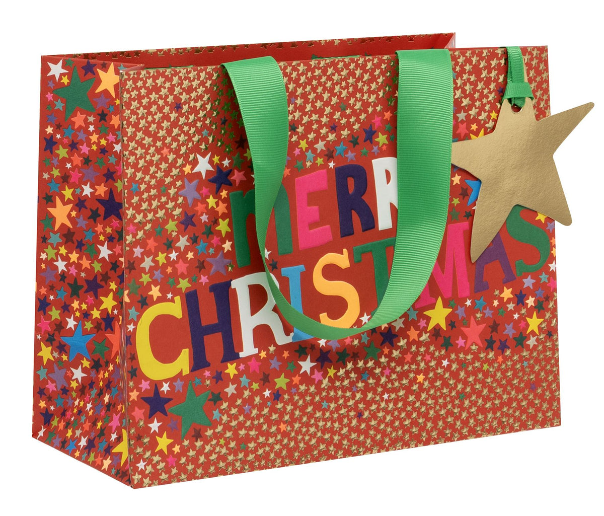 Gift Bag: Medium Landscape Christmas Starburst   - Red - Glick