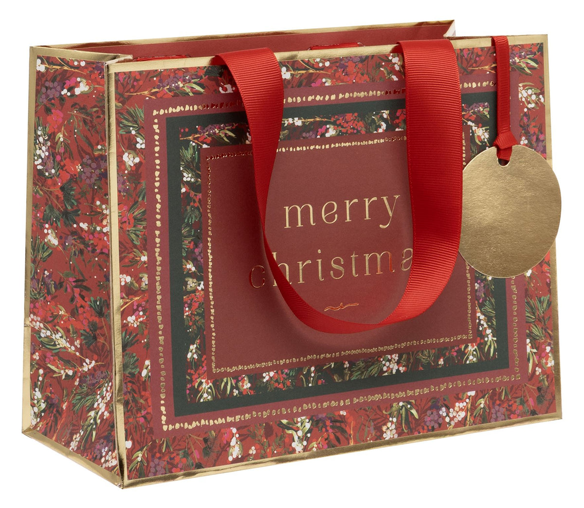 Gift Bag: Medium Landscape Framed Foliage - Red - Glick