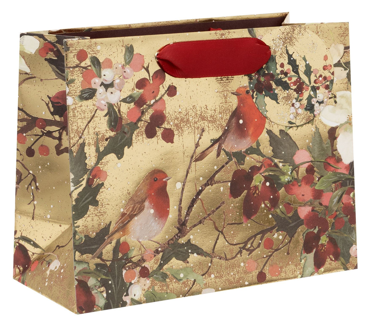 Gift Bag: Medium Gilded Robins - Gold - Glick