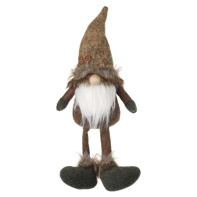 Autumn Character: Large Sitting Fabric Gonk Long Legs w Hat - Brown