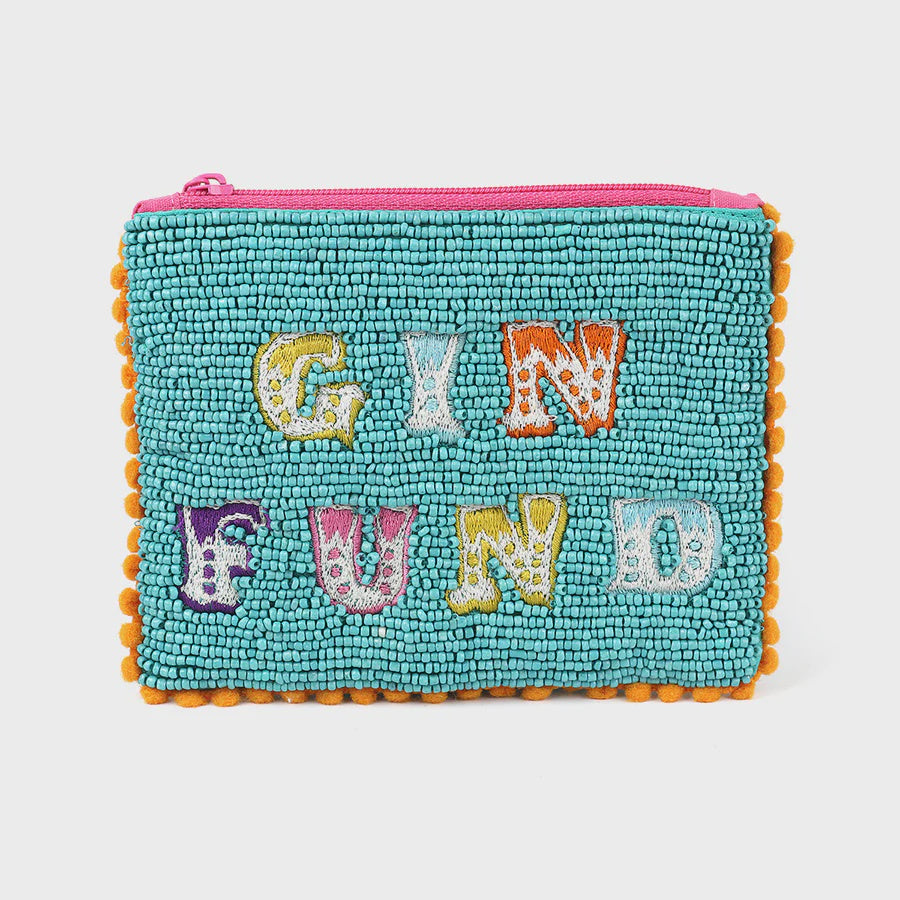 Purse: Beaded GIN FUND Multi Colour - Turquoise Blue - POM