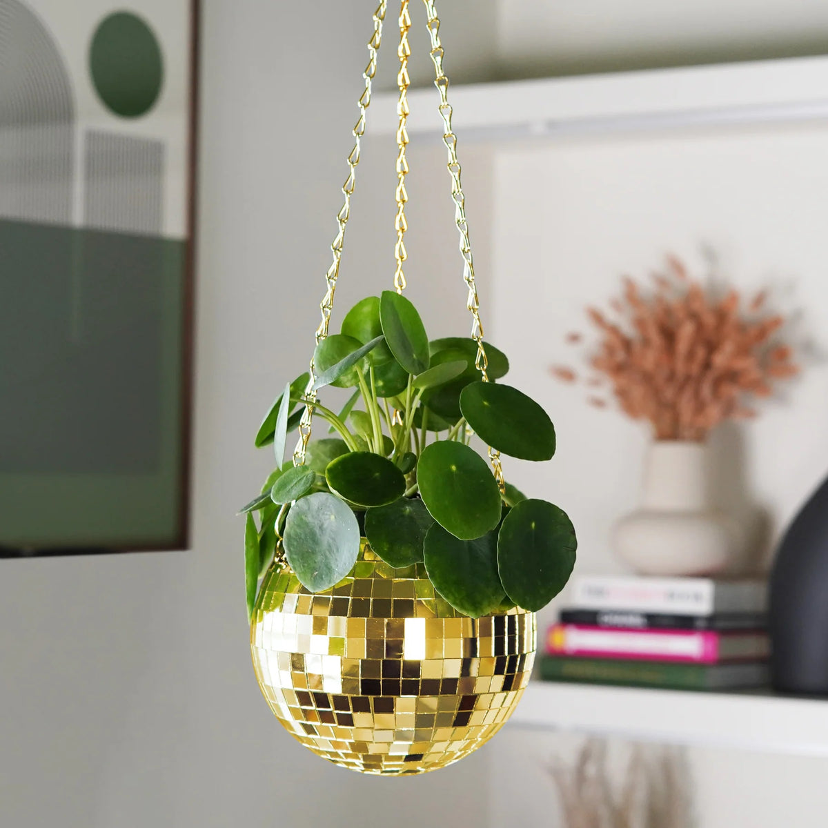 Hanging Planter: Disco Ball 6 Inch - Gold - Bubblegum Stuff