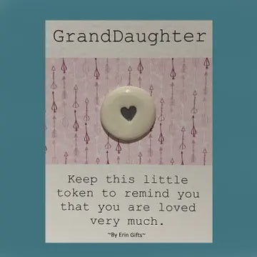 Token: Ceramic Pocket Wish Token - GrandDaughter - White - By Erin Cards & Gifts