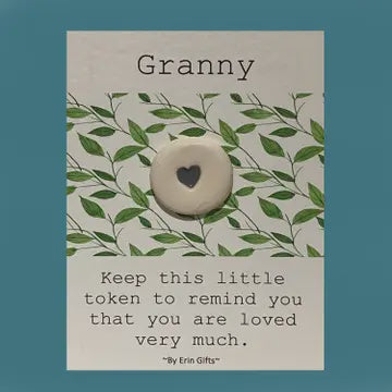 Token: Ceramic Pocket Wish Token - Granny - White - By Erin Cards & Gifts