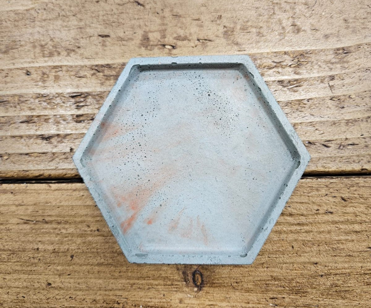Coaster: Concrete Handmade Hexagonal - Forest Green - Concrete & Cacti