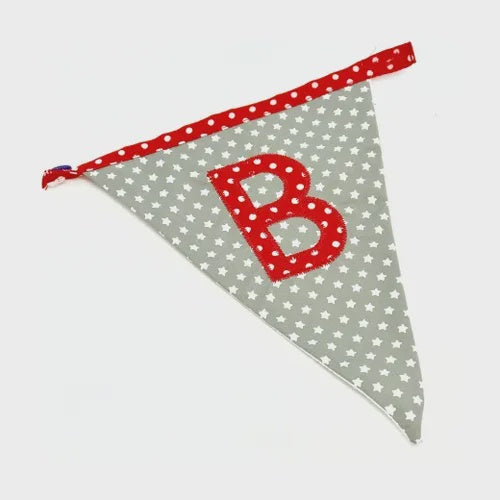 Grey Boys Personalised Letter Bunting with Red Letter