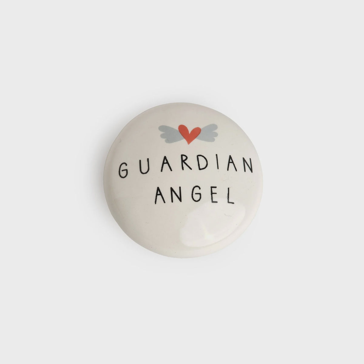 Token Pebble: Ceramic Guardian Angel - White - Belly Button Designs