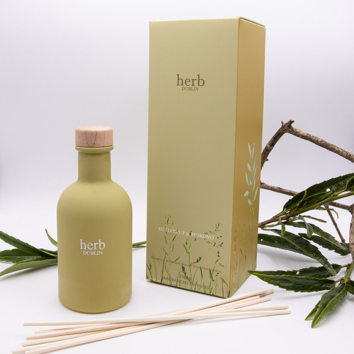 Diffuser: Scented Coloured Glass Box BUTTERCUP BEE BALM - Yellow - Herb Dublin
