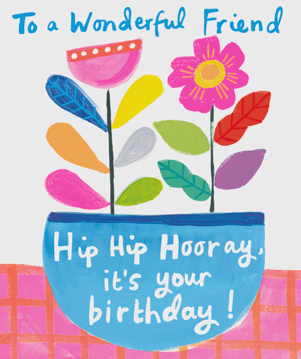 Friend Card: Happy Birthday Wonderful Friend Flowers - Neon - Paper Salad