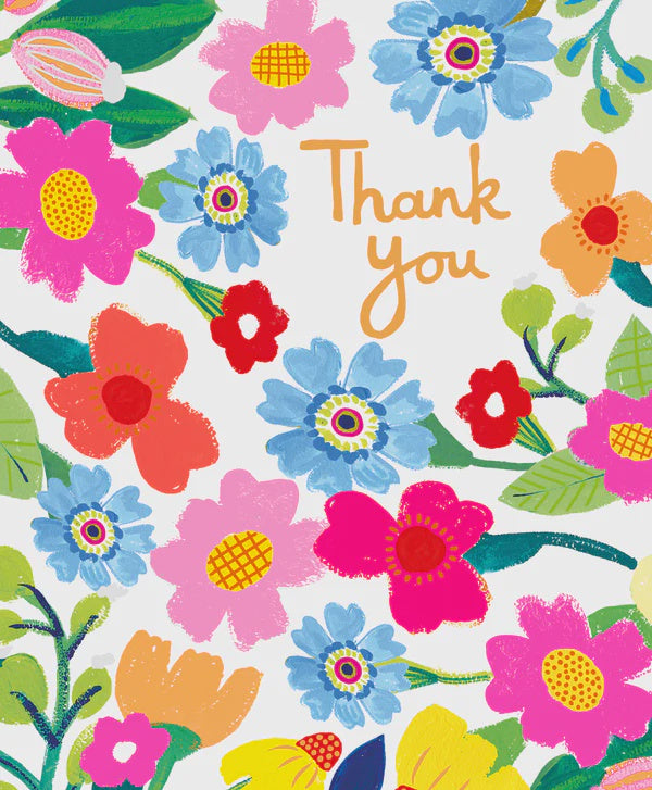 Thank You Card: Big Flowers - Neon - Paper Salad