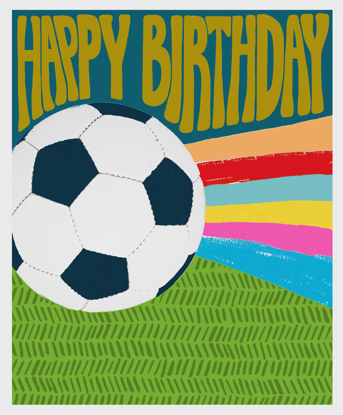 Male Birthday Card: Football Beams BRIGHT COLOURFUL - Paper Salad