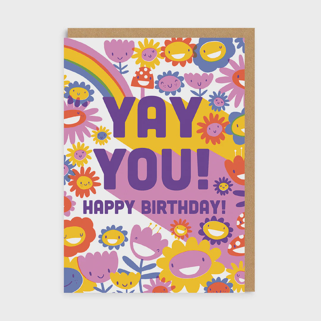 Birthday  Card: Neon Pink  Yay You HBD Flowers Hello!Lucky - Ohh Deer