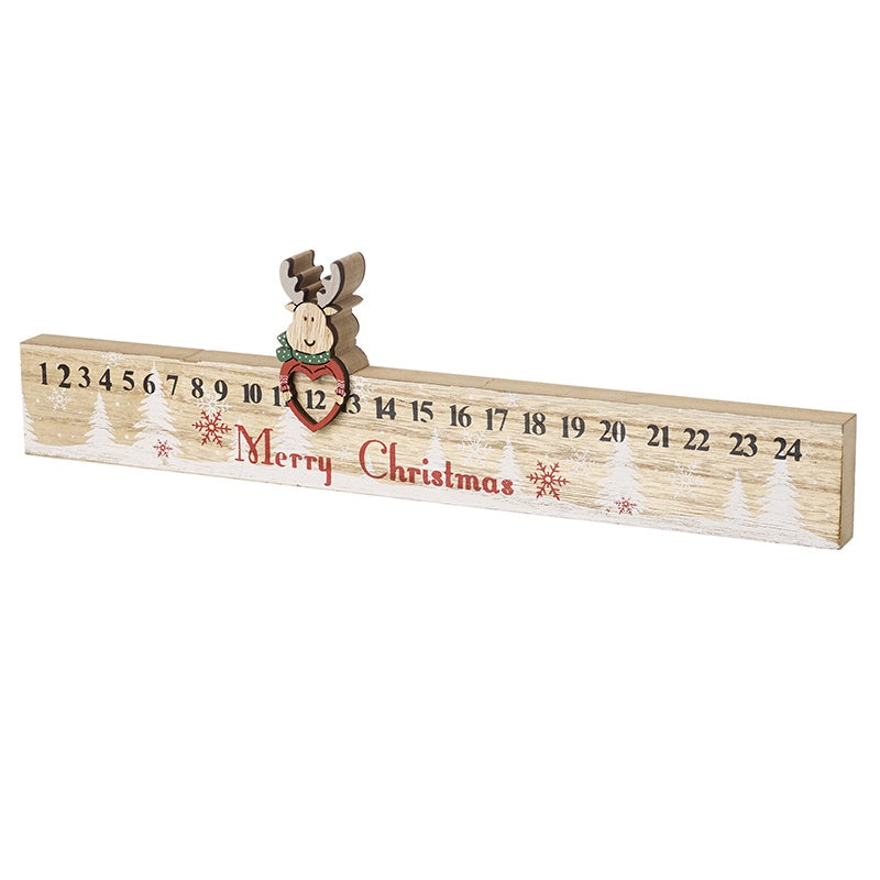 Advent Calender: Wood Rudolph Rule Merry Christmas - Natural- Heaven Sends