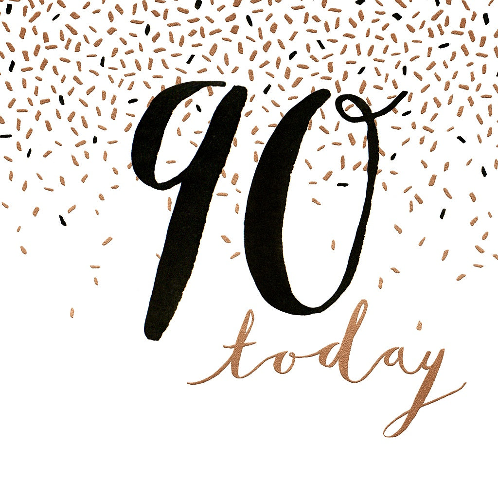 Age 90th Card: Foil Writing 90 Today - White