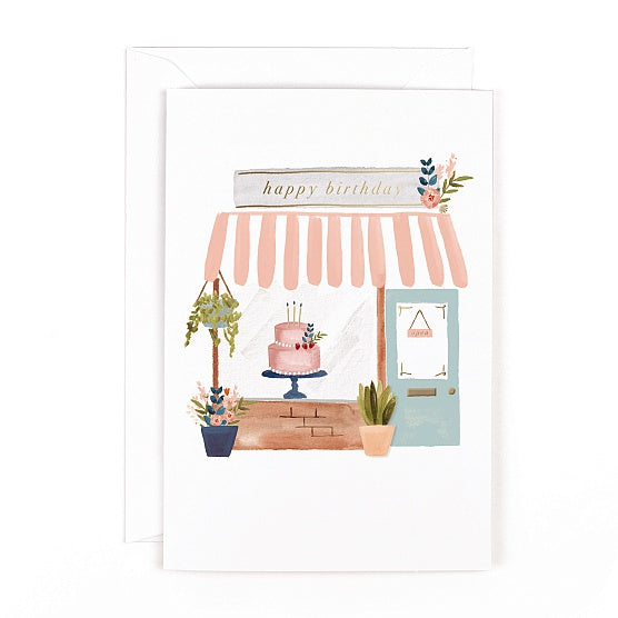 Birthday Card: Foil Cake Shop Happy Birthday - Pink