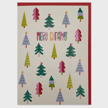 Christmas Card: Merry Christmas Lots Of Trees- Raspberry Blossom
