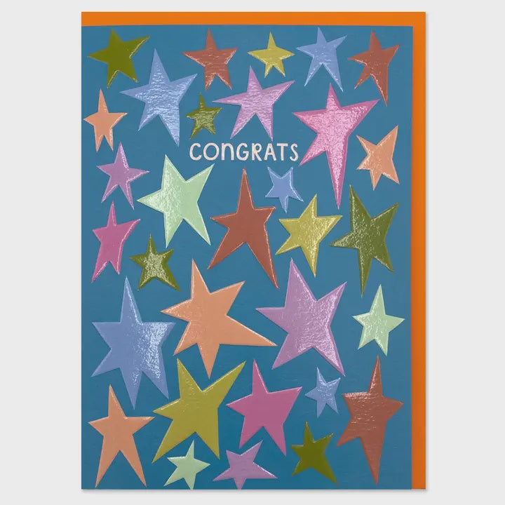 Congratulations Card: Congrats Multicoloured Star - Raspberry Blossom