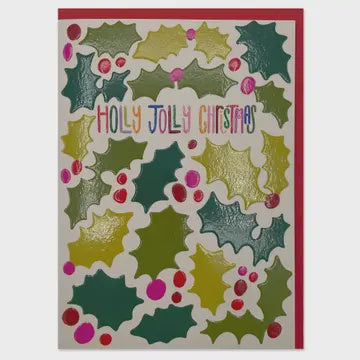 Christmas Card: Holly Jolly Christmas - Raspberry Blossom