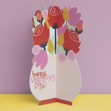 Valentines Card: Happy Valentine's Day 3D - Flowers - Raspberry Blossom