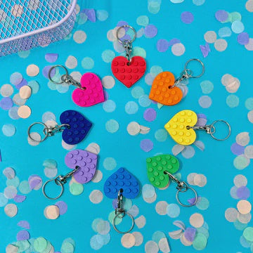 Keyring: Lego Style Heart - Various Colours - Made Happy