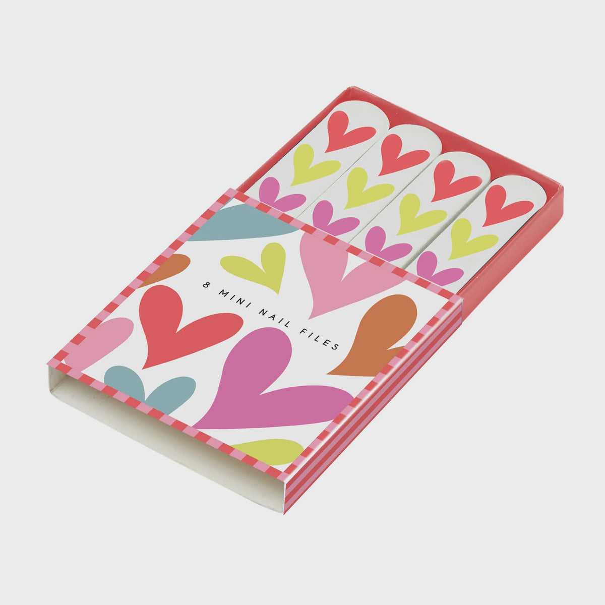 Nail File Box: Mini Hearts & Stripes - Brights - Belly Button designs