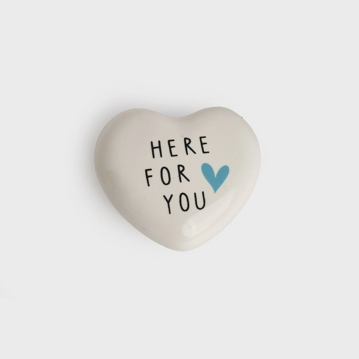 Heart Pebble: Porcelain Token Here For You - White - Belly Button Designs