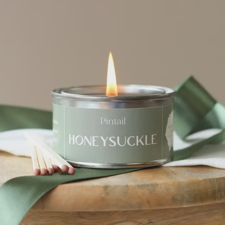 Candle: Scented Tin 14 hrs Honeysuckle - Green - Pintail Candles