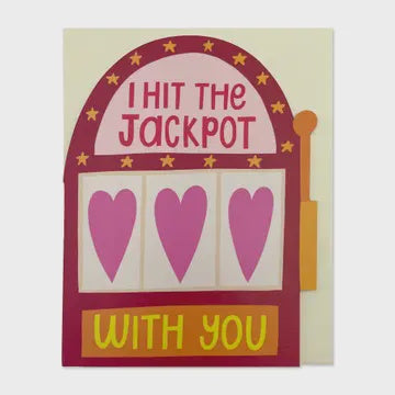 Valentines Card: I hit the jackpot with you Cut Out Small - Red - Raspberry Blossom