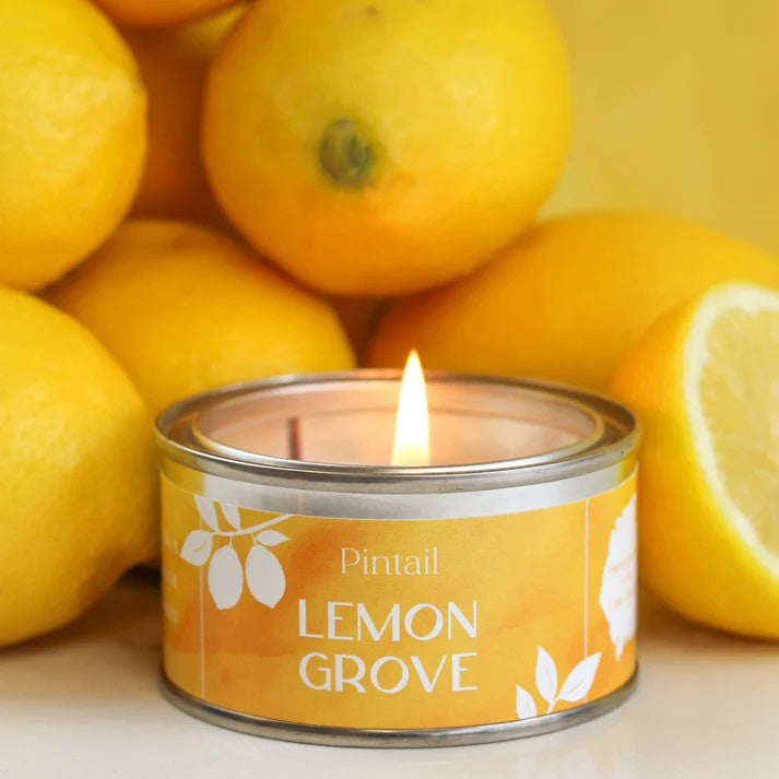 Candle: Scented Tin 14 hrs - Lemon Grove - White Wax
