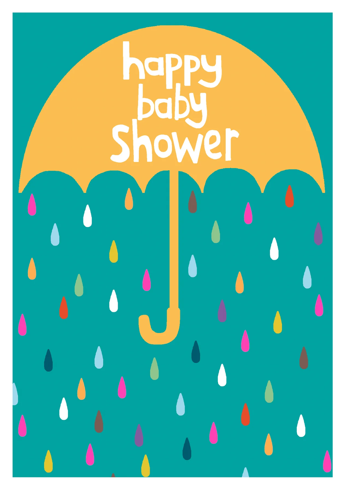 New Baby Shower Card: Neutral Bright Foil Umbrella - Paper Salad