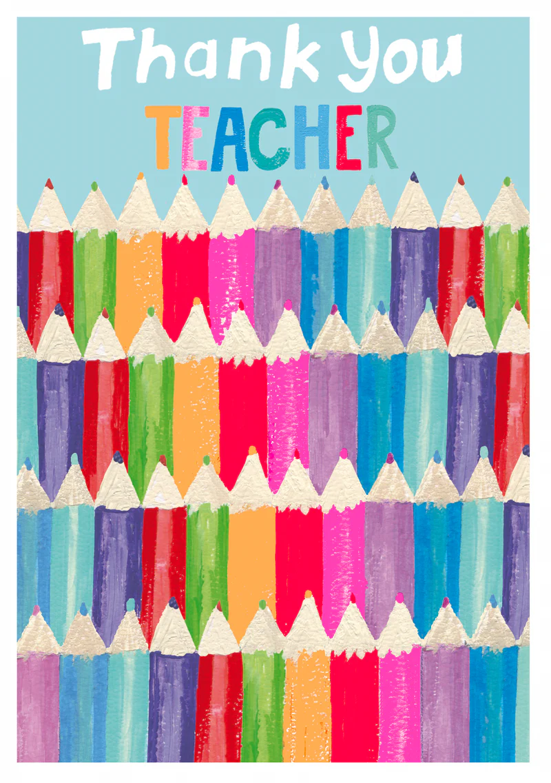 Thank You Teacher Card: Bright Foil Pencils - Paper Salad