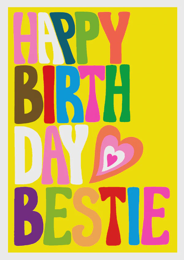 Birthday Card: Bright Foil Happy Birthday Bestie - Paper Salad