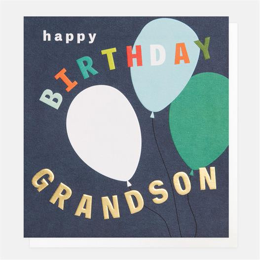 Grandson Card: Balloons Gold Foil - Colourful - Caroline Gardner NB5769