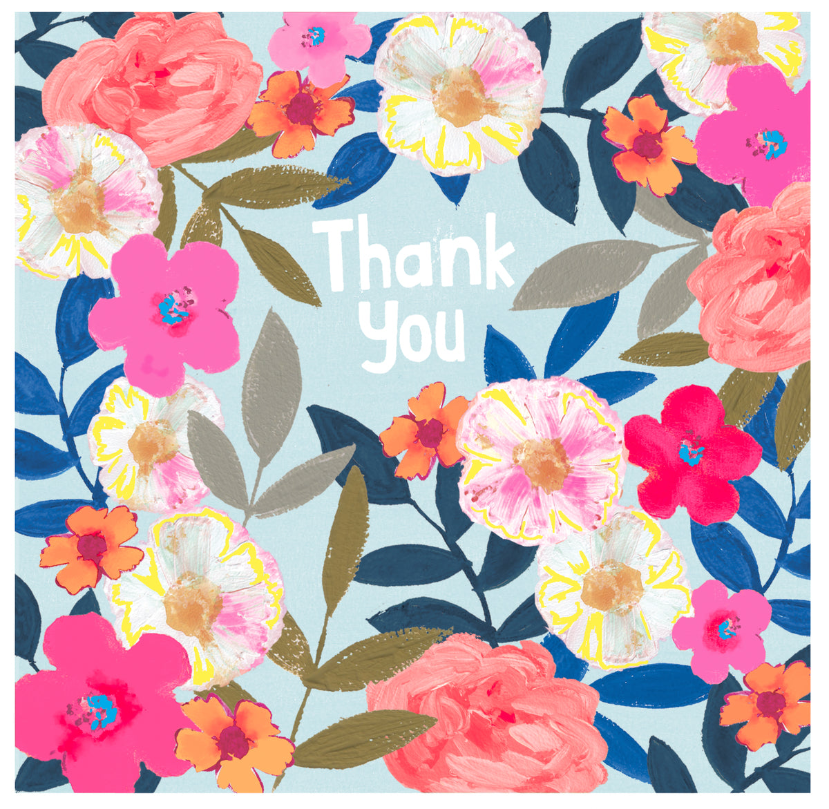 Thank You Card: Flowers - Neon - Paper Salad
