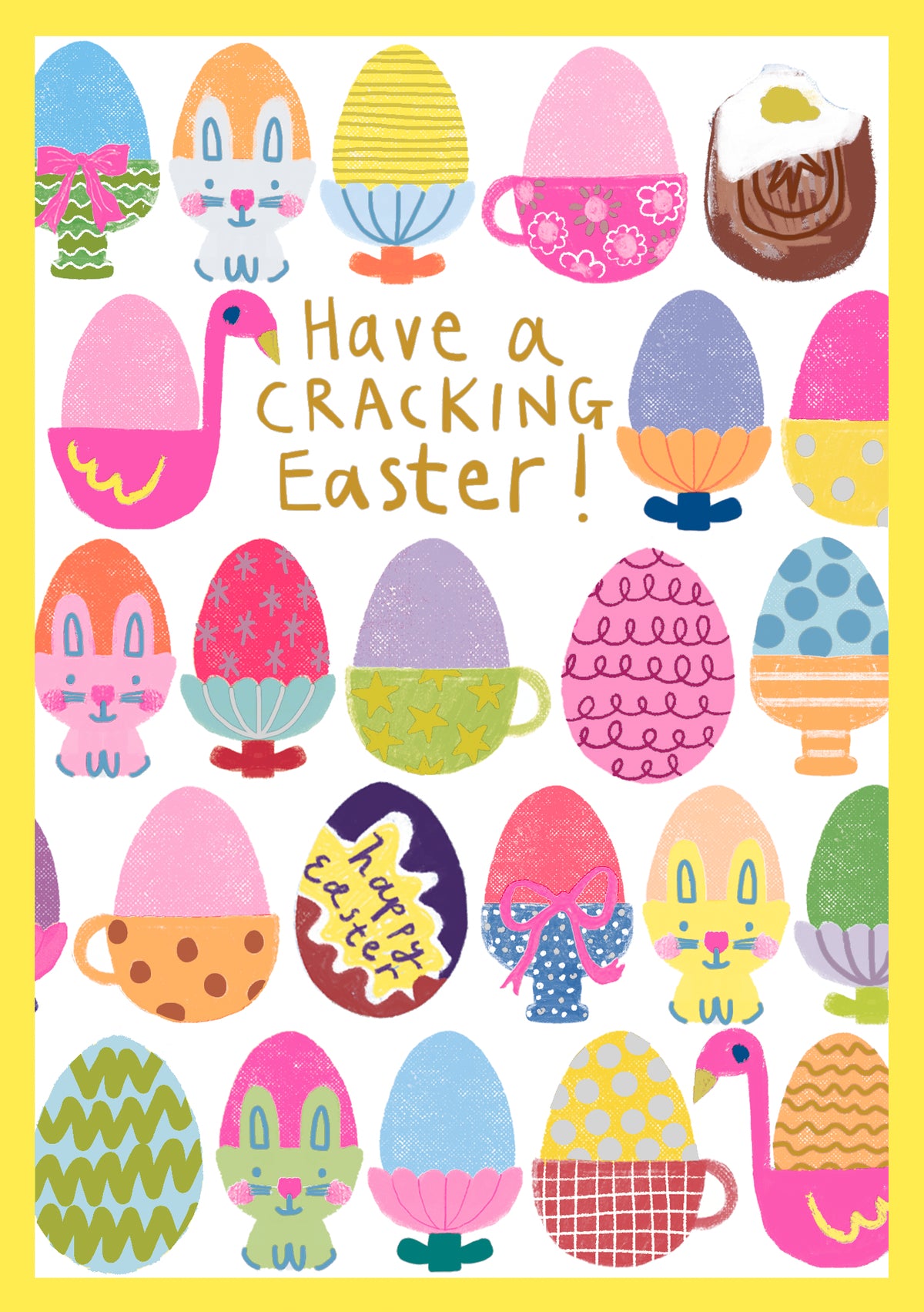 Easter  Card: BRIGHT COLOURFUL HAVE A CRACKING EASTER EGG CUPS  - Paper Salad