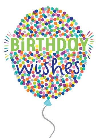 Birthday Card: Birthday Wishes Balloon - Paper Rose