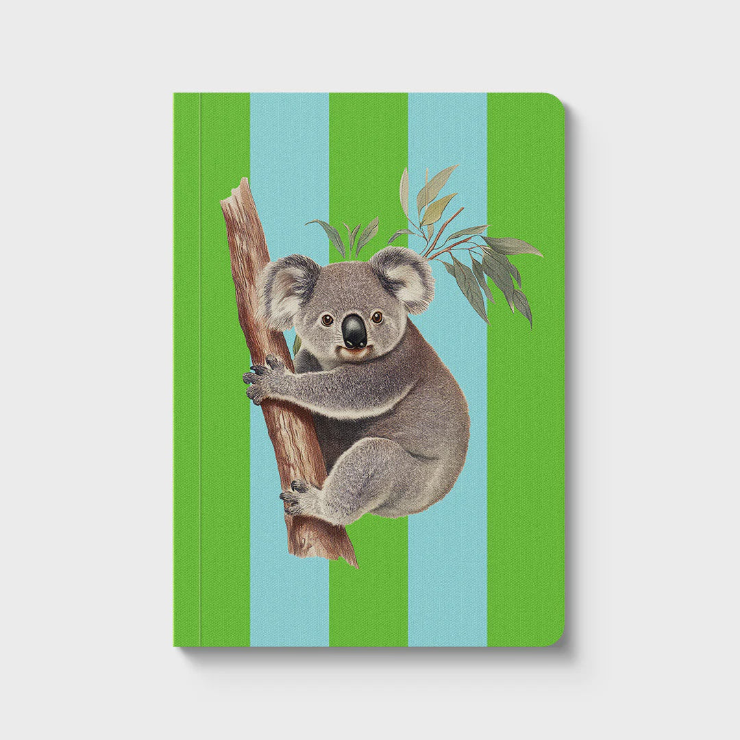 Notebook: A6 Striped Koala Paperback - Ohh Deer